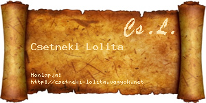 Csetneki Lolita névjegykártya